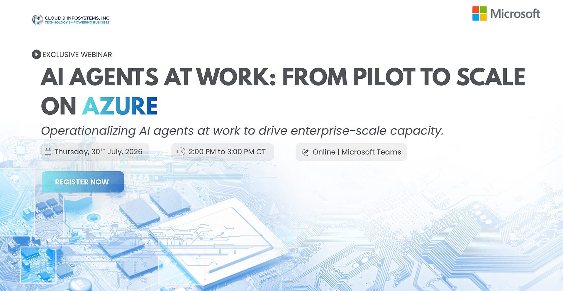 Webinar Agents at Work From Pilot to Scale on Azure AI Banner