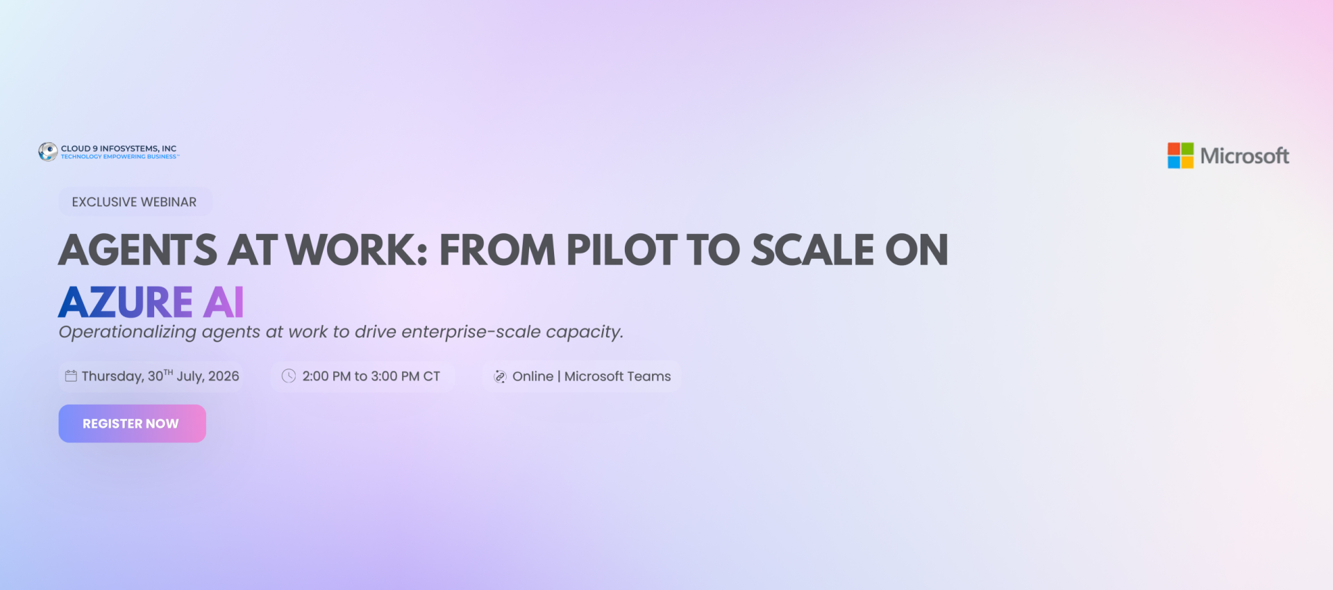 Webinar Agents at Work From Pilot to Scale on Azure AI Banner